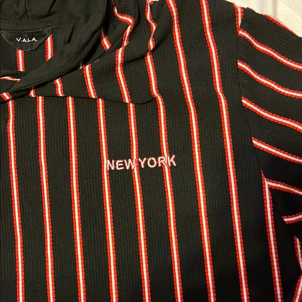 V.A.L.A Striped "New York" Hoodie - Size S (possible no label size) new no tags - Picture 4 of 5